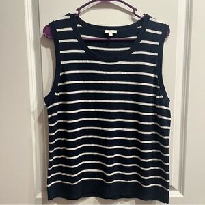 TALBOTS Blue White XL Stripe Shell Tank Top Sweater Sleeveless.